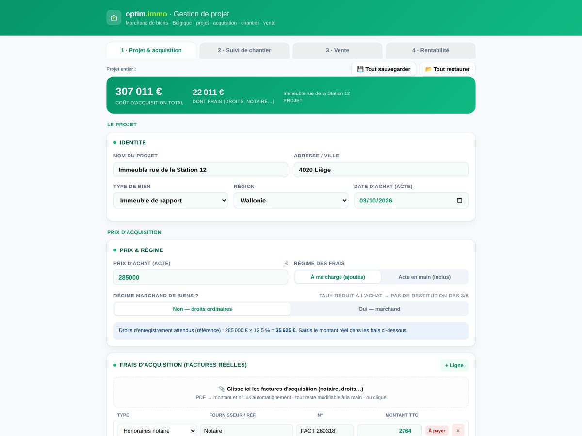 Aperçu de la Gestion de projet complète (Pro)